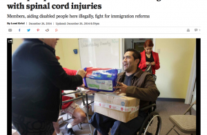 Edwin Hernandez receiving supplies.